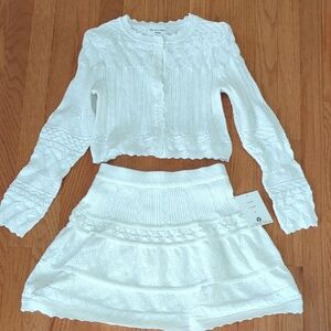 Willow & Wind White Knit Cardigan and Skirt Set